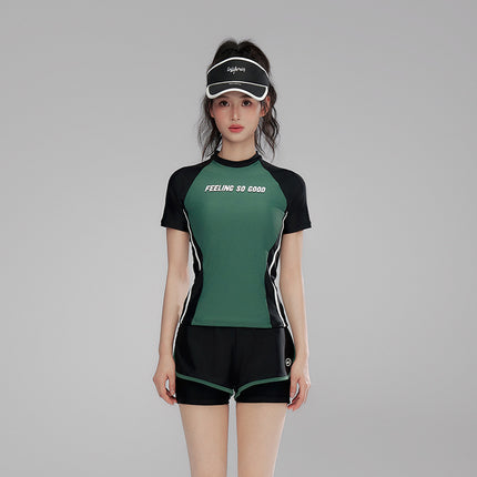 2025 New Swimsuit Women's Conservative Belly Covering Slim South Korea Ins Fairy Fan Pingjiao Two-Piece Hot Spring Swimsuit