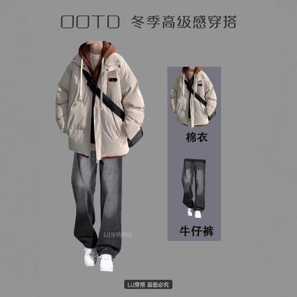 Little Sweet Potato Autumn and Winter Boys Cotton-padded Jacket Wear Sweatshirt suit Fashion Casual Two-piece Set Three-piece suit