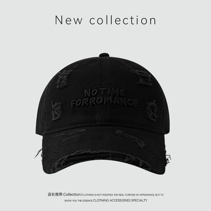 Korean-style Hole Embroidered Letter Baseball Cap Women's Summer Outdoor Sun Protection Showing Face Small Wide Brim Soft Top Sunshade Hat