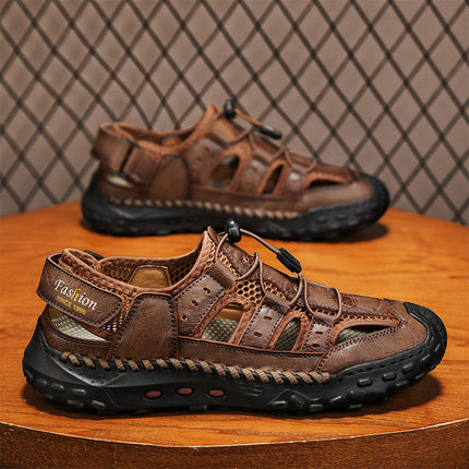 Summer New Cross-Border Amazon Best-Selling Men's Shoes Outdoor Genuine Leather Hand-Sewn Breathable Outdoor Beach Sandals
