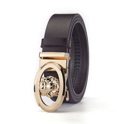 Men's Genuine Leather Belt with Alloy Automatic Buckle, High-End Cowhide Belt, Men's Accessory, Pants Belt, Cross-Border Trade