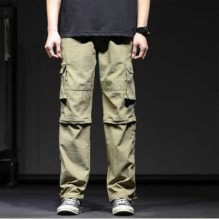 Spring and Summer Thin Cargo Pants for Men and Women, Quick-Drying Pants, Removable Two-Section Pants, Plus Size Elastic Multi-Pocket Casual Pants
