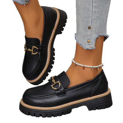Cross-Border Export Women's Fashionable and Versatile Slip-On Shoes 2025 Spring & Fall New Style Lightweight and Comfortable Thick Heel Loafers