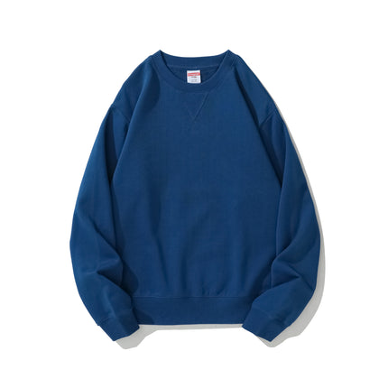 380g Heavyweight Pure Cotton Terry Sweatshirt Men's Sweatshirt American Retro Solid Color Long-Sleeve Crew Neck Unisex Customizable