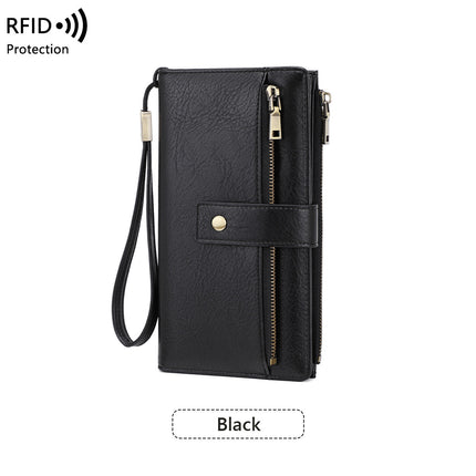 Cross-Border New Rfid Anti-Magnetic Women's Wallet with Multiple Card Slots 70% off Long Wallet European and American Retro Fashion Clutch Bag