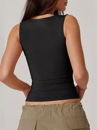 Cross-border European and American Women's Outer Wear Sleeveless Sling Clothing Square Collar Spice Girl Vest Jane Man Inner Wear Pullover Umbilical Top