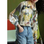 Long Sleeve oil painting abstract / S