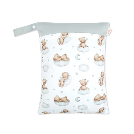 Ins Baby Room Decoration Sleeping Bear Storage Hanging Bag Baby Diaper Bag Wetbag Dry and Wet Separation 30*40
