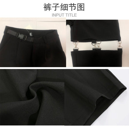 New Design Detachable Ripped Casual Pants for Women Summer Hollow Casual Suit Pants High Waist Slim Long Pants