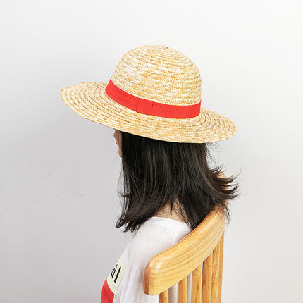 Luffy-Style One Piece Straw Hat Cospaly Anime Costume Straw Parent-Child Hat Performance Hat Performance Hat