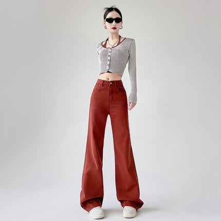 American Style New Fashion Women's High-Waisted Slimming Straight-Leg Jeans Women's Floor-Length Jeans Denim Straight-Leg Pants Ankora