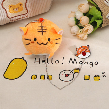 Cartoon plush tiger peripheral brooch couple Japanese clothes bag decoration Tiger Year auspicious metal badge men and women