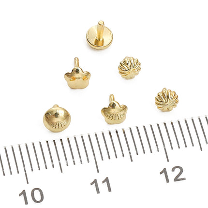Copper Pattern Nail Cap 14K Gold Handmade DIY Pearl Pendant Plug Bracelet Necklace T-pin Jewelry Accessories