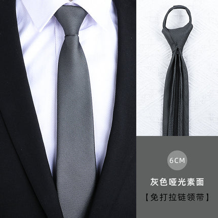Dress Business Tie Men's and Women's Groom Wedding Black Zipper Korean Narrow No Lazy Striped Bow Tie Plaid