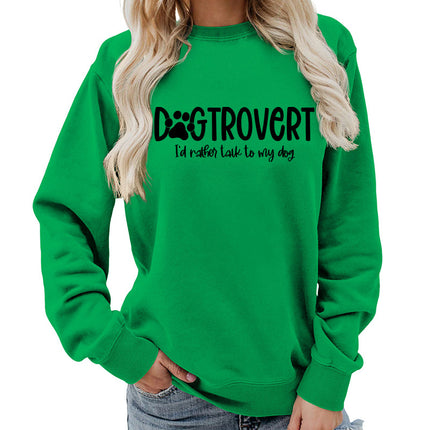 Dog trovert printed round neck women's top vests foreign trade supply autumn and winter coat casual loose European size