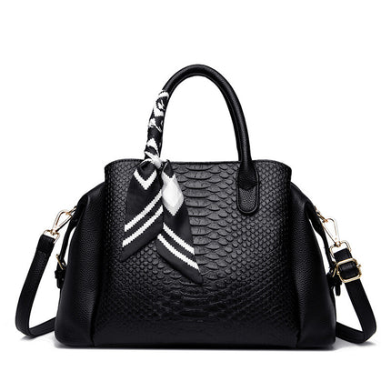 New Cross-Border Handbag Women's Bag Crossbody Large Bag Large Capacity Fashion Retro Versatile Crocodile Pattern Boston Pillow Bag