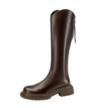 Grapema Style Autumn and Winter Fleece-Lined Riding Boots, High Boots, Over-The-Knee Thick-Soled Chunky Heel Boots, Women's Long Boots