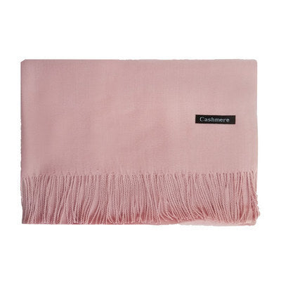 High-End Warm Imitation Cashmere Scarf for Women in Autumn and Winter Pure Color Elegant Versatile Tassel Shawl Fashionable Outer Dual-Purpose Scarf