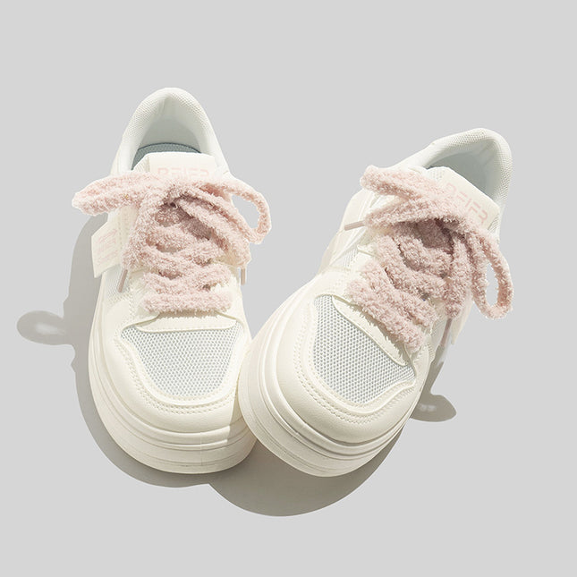 2026 Spring/Summer New White Sneakers Korean Style Ins Female Students Thick-Soled Height-Increasing Sports Sneakers Fashionable Casual Shoes