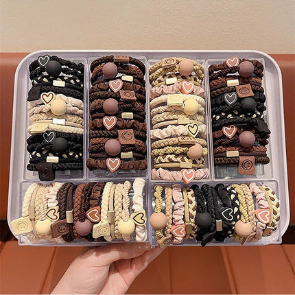 High-End Black Ponytail Hair Rope, Durable Large Intestine Hair Tie, Small Intestine Headband, Scalp Band, Headband, Women's Hair Accessories, Leather Case