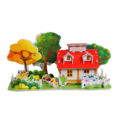 Paper 3D Stereo Puzzle Education School Model DIY Handmade Kidsren's Educational Toys Girls Kindergarten Wholesale
