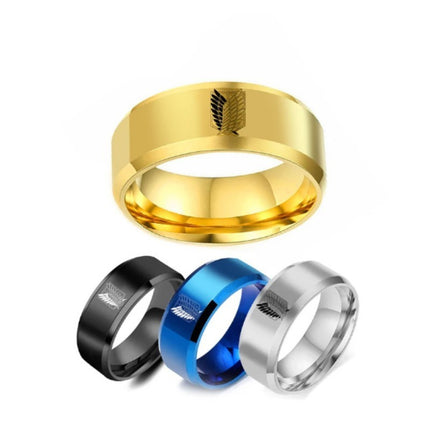 AliExpress two-dimensional round attack giant Freedom Wing logo men's and women's stainless steel ring jewelry supply