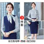Colored blue vest dress light blue shirt / S