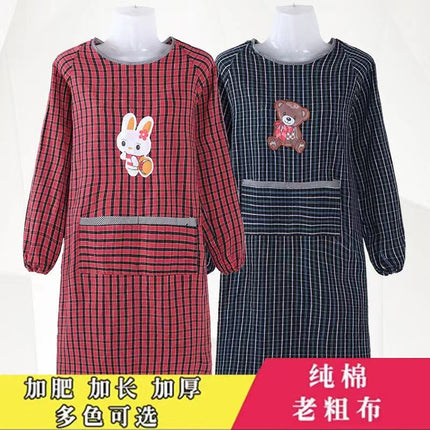 Old Coarse Cotton Apron Long-sleeved Overalls Kitchen Household Anti-oil Work Clothes Dirt-resistant Wear-resistant Adult Labor Protection
