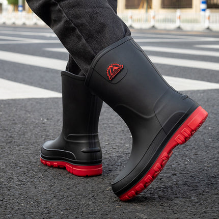 Cross-border Korean fashion non-slip rain boots waterproof kitchen shoes fishing car wash men's rain boots tube