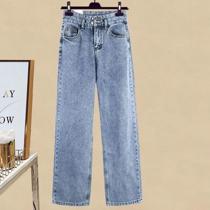Autumn and Winter Suits for Women 2025 New Style Velvet Thickeneded Denim Jacket Slimming Look Jeans Three-Piece Street Set