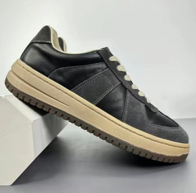Men's German Training Shoes, First-Layer Cowhide Shoes, Spring and Autumn Fashion Versatile Casual White Shoes, Trendy Men's Shoes, Breathable White Shoes
