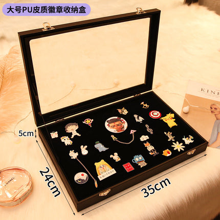 Flip Badge Storage Box Transparent Dustproof Earrings Earrings Jewelry Box Medal Brooch Commemorative Coin Storage Box