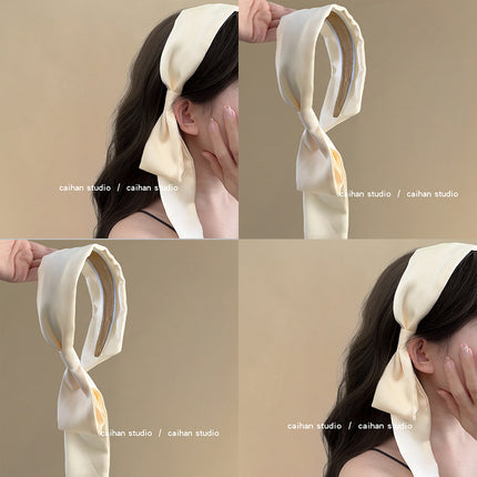Roman Holiday ~ French Wide-brimmed Satin Ribbon Hair Hoop Women's High-grade Style Disc Hair Niche Design Super Fairy Hair Accessories for Summer