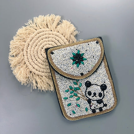 Ocean Series Exquisite Heavy-Duty Rice Bead Shoulder Bag Qingdao Ocean World Travel Souvenir Mobile Phone Bag Cross-Body Bag