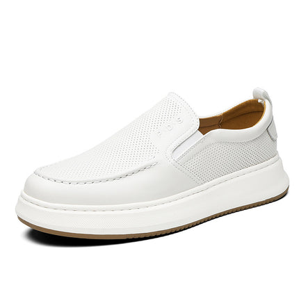 Lazy Shoes 2025 Summer New Men's Breathable Slip-On Loafers Versatile Genuine Leather Lightweight Soft Sole Men's Shoes