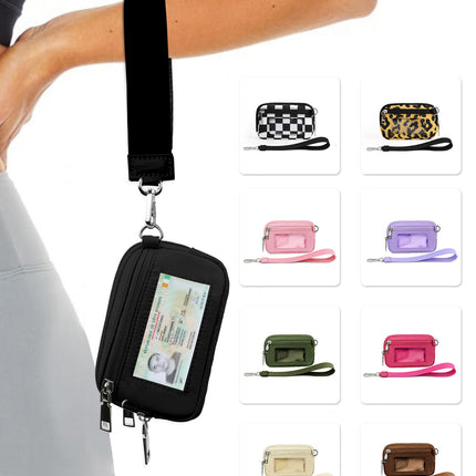 Spot Cross-Border Popular Lulu Same Style Transparent Pvc Card Holder Wrist Bag Portable Cow Color Change Storage