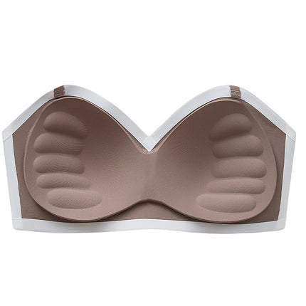seamless rimless one-piece fixed cup strapless gathered non-slip anti-light invisible underwear women's tube bra bra