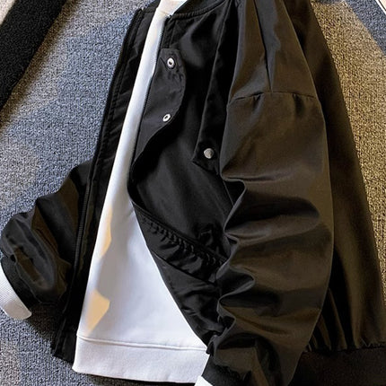 American Retro Bomber Jacket Jacket Men's Spring and Autumn Fried Street Loose Casual Baseball Suit Home Figure# WT198