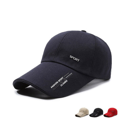 Spring and Autum New Men's Hats, Versatile Baseball Caps, Iron Labels, Casual Sun Hats, Extended Brim Peaked Caps