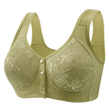 New Front Buckle High-grade Middle-aged Underwear Women's Thin Women's Soft Cotton Non-steel Rings Wide Shoulder Strap Vest plus size Bra