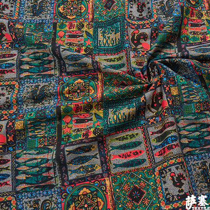 Hemp Cotton Digital Printed Fabric Yunnan Lijiang Retro Bohemian Fabric Hotel Pillow Bar Tablecloth