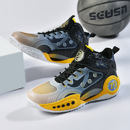 High-top sneakers men's spring 2023 new mesh breathable shock-absorbing basketball shoes thick-soled dad shoes casual fashion shoes