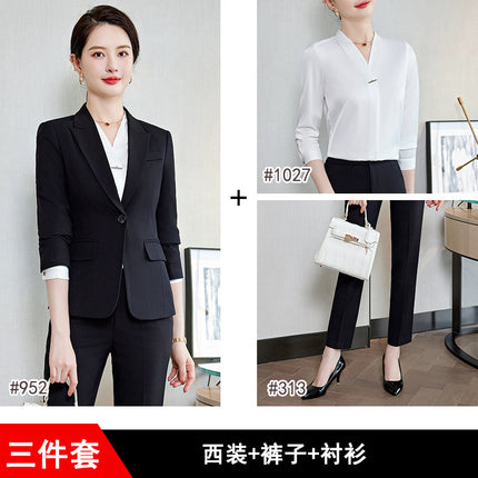 Formal wear women's suit workplace temperament work clothes front desk business wear goddess style gray suit skirt high-end formal