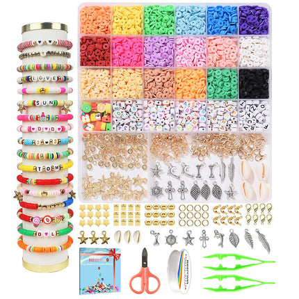 European and American Cross-border 24-grid Clay Bead Bracelet Making Kit 3mm23 Color Bead Bracelet Making DIY Jewelry Kit