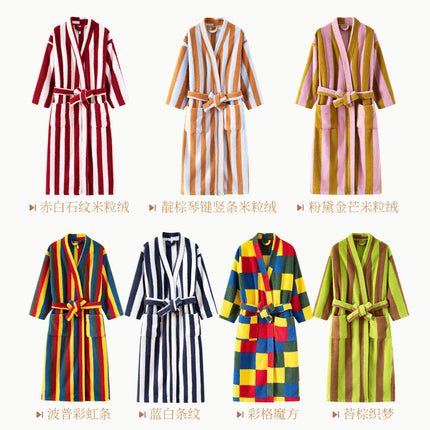 In-Stock Autumn and Winter New Coral Fleece Thickened Beautiful Fleece Men's and Women's Bathrobes, Extra-Long Bathrobes, Couple's Pajamas, Anti-Static