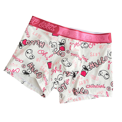 Trendy Brand Pink Men's Underwear Cotton Four-Corner Boys Cartoon Cute Fierce Men's Pink Boyfriend Bagged Cotton Shorts