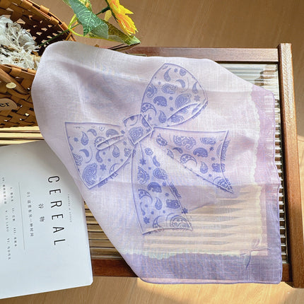 Celebrity style cotton and linen square scarf women's 58cm lightweight breathable small scarf Beautiful atmosphere photography accessories headscarf