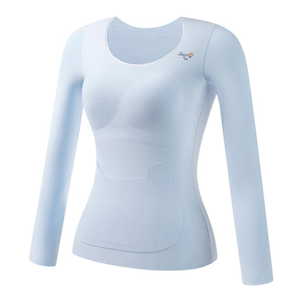 Thermal Underwear Set with Chest Pads for Girls, Fleece-Lined and Thickened for Autumn and Winter, with Pockets for Tummy Protection, Top and Bottom Set