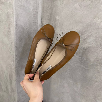 Gentle Evening Breeze Bowknot Soft-Soled Flats for Women 2025 New Style Shallow Mouth Fairy Ballet Shoes Egg Roll Maternity Shoes