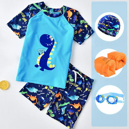 Children's swimwear boys and girls split swimwear swimming trunks suit children's summer quick-drying short-sleeved manufacturers wholesale